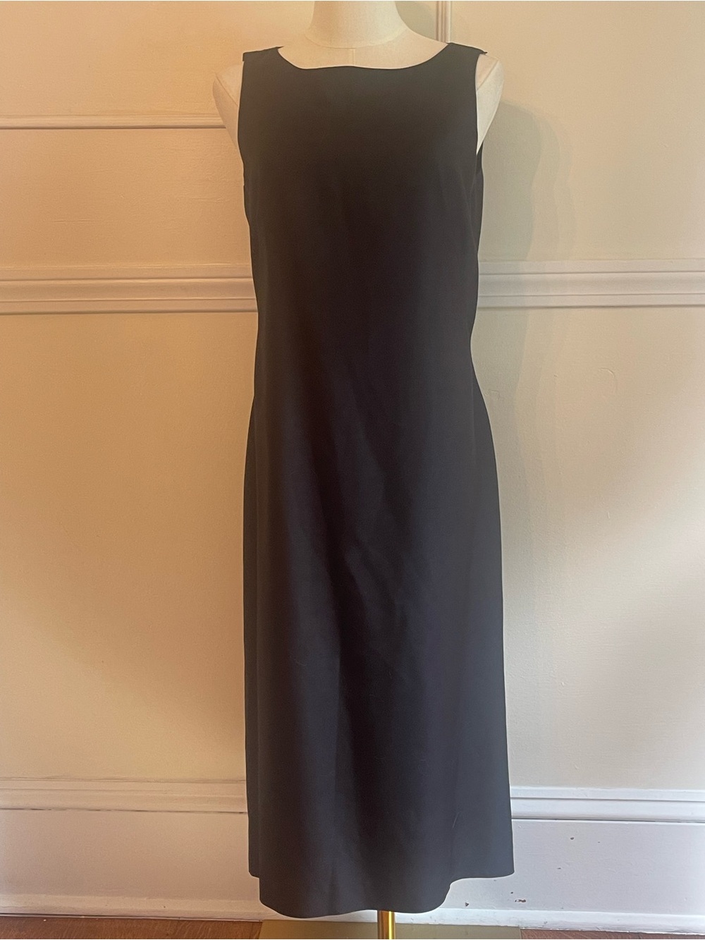 Ann Taylor Black Silk Sleeveless Midi Sheath Dress